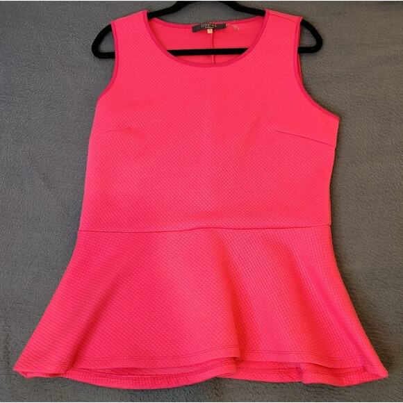Essentials By Milano Textured Pink Ruffled‎ Waist Sleeveless Blouse Top Size L - Picture 1 of 8